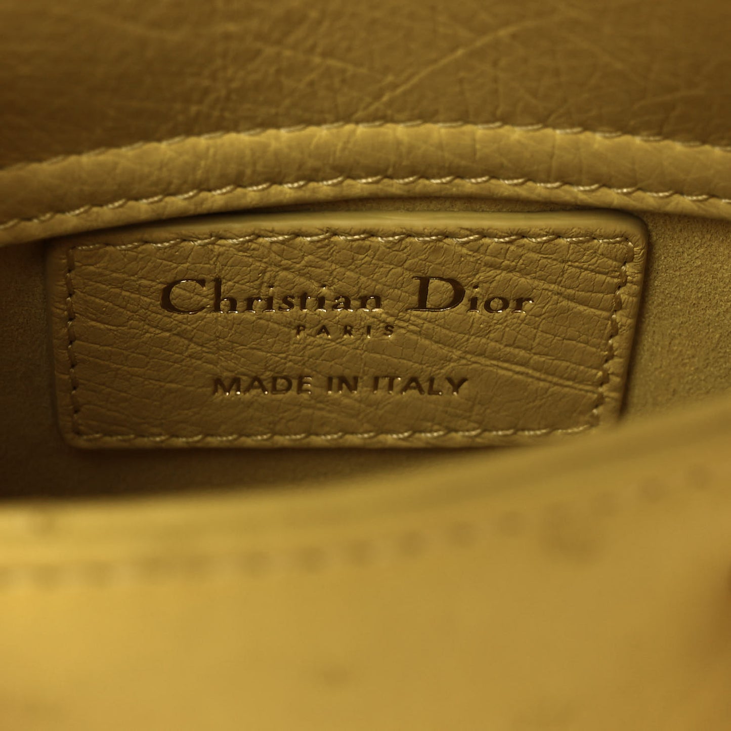 Ostrich Micro Lady Dior Yellow