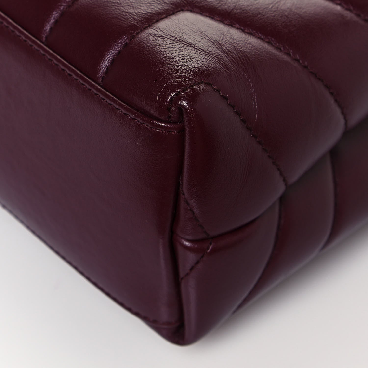 Saint Laurent Calfskin Y Quilted Monogram Small Loulou Chain Satchel Dark Legion Red 11 of 16