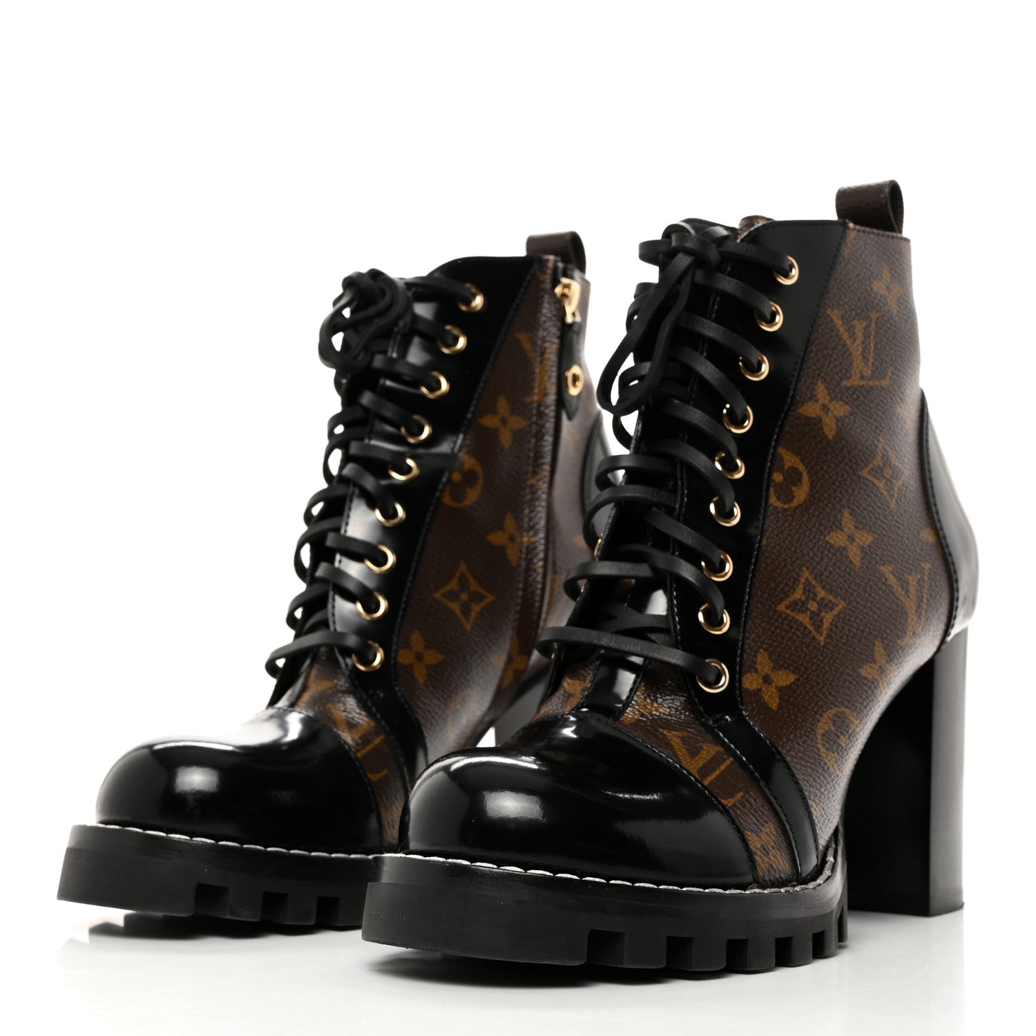 Louis Vuitton Patent Calfskin Monogram Star Trail Ankle Boots 39 Black 3 of 9
