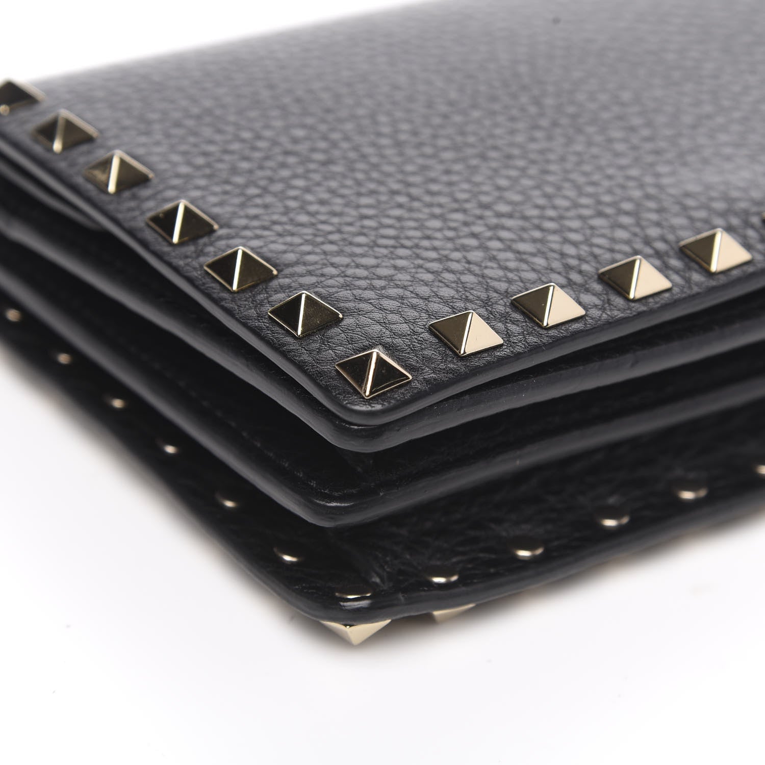 Valentino Garavani Pebbled Calfskin Rockstud Wallet on Chain Black 8 of 10