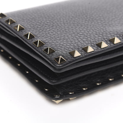 Valentino Garavani Pebbled Calfskin Rockstud Wallet on Chain Black 8 of 10