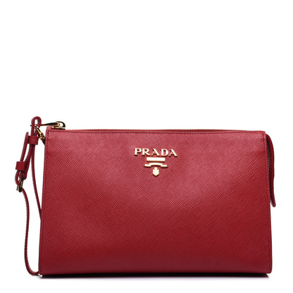 Prada Saffiano Pouch Wristlet Fuoco 1 of 9