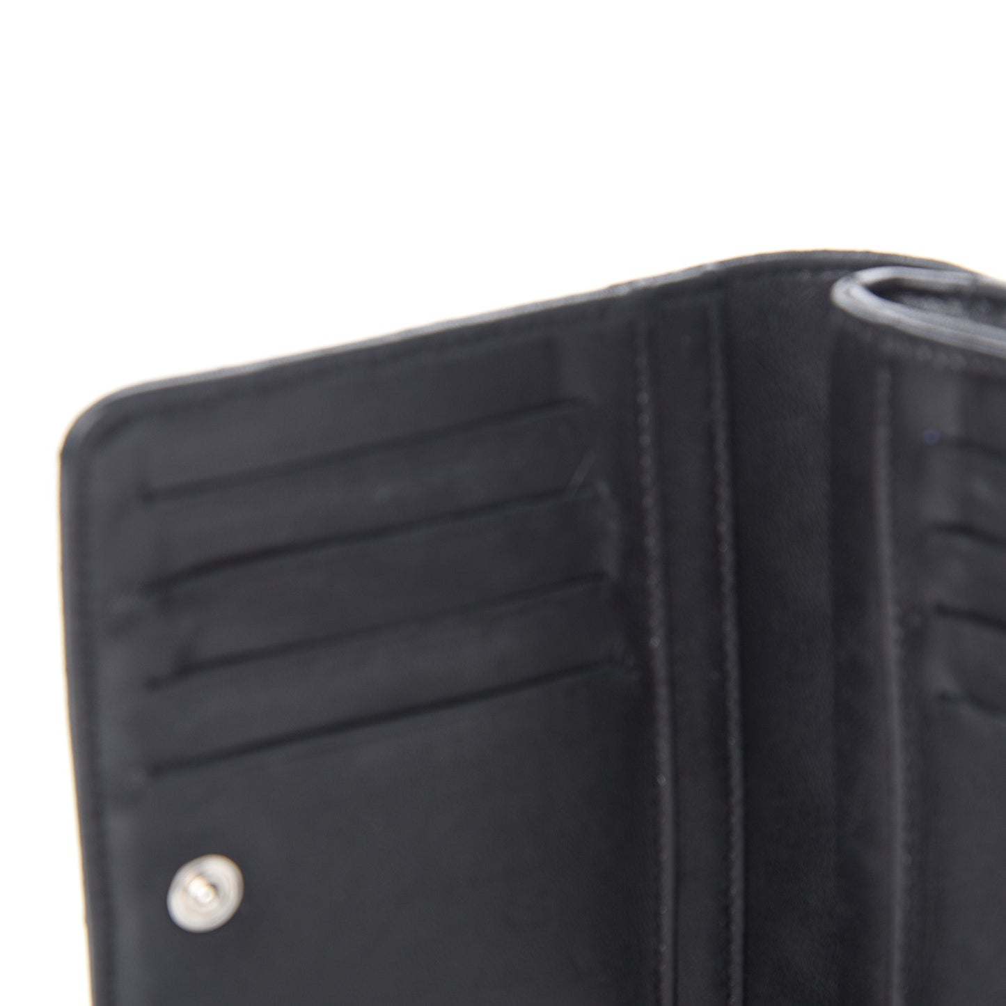 Lambskin Quilted Zip Around Coin Purse Wallet Black