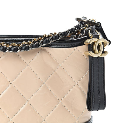 Chanel Aged Calfskin Quilted Small Gabrielle Hobo Beige Black 8 of 12