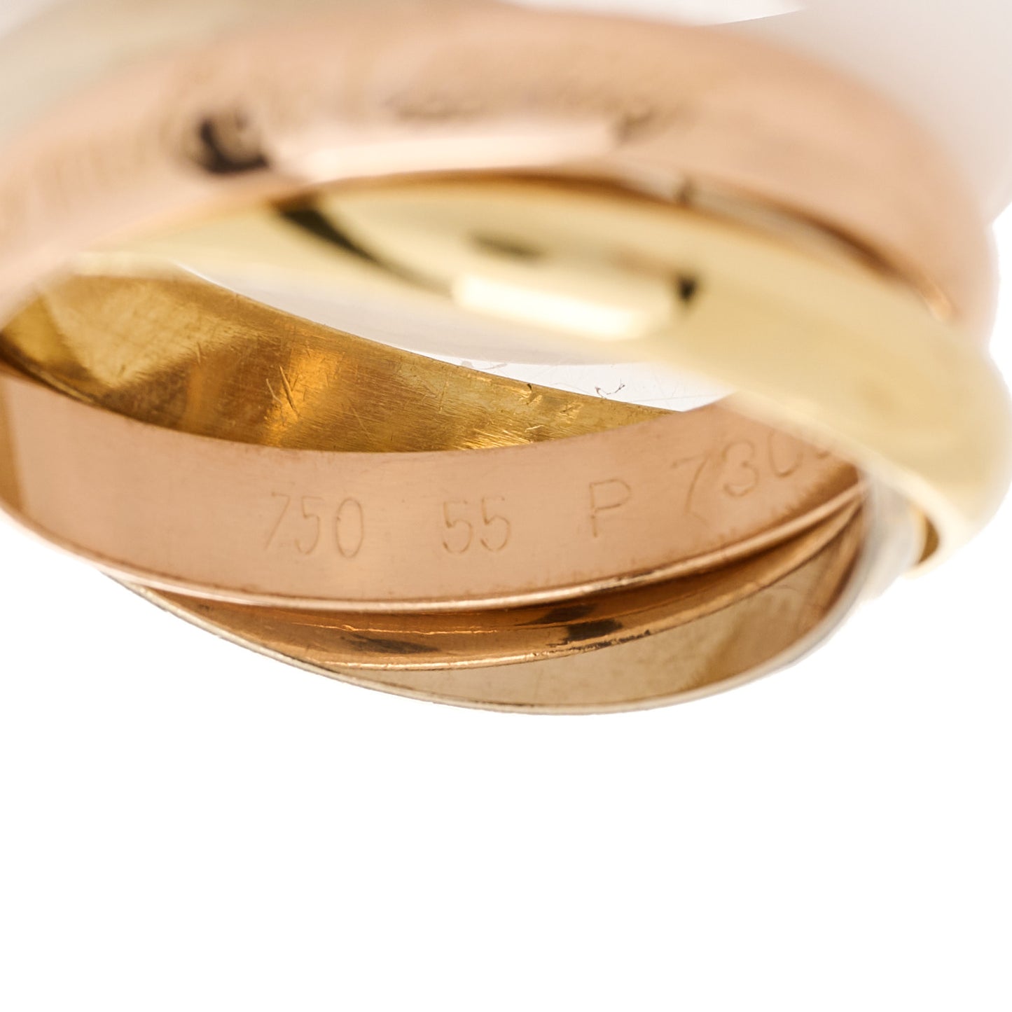 18K Pink Yellow White Gold Classic Les Must De Cartier Trinity Ring 55 7.25