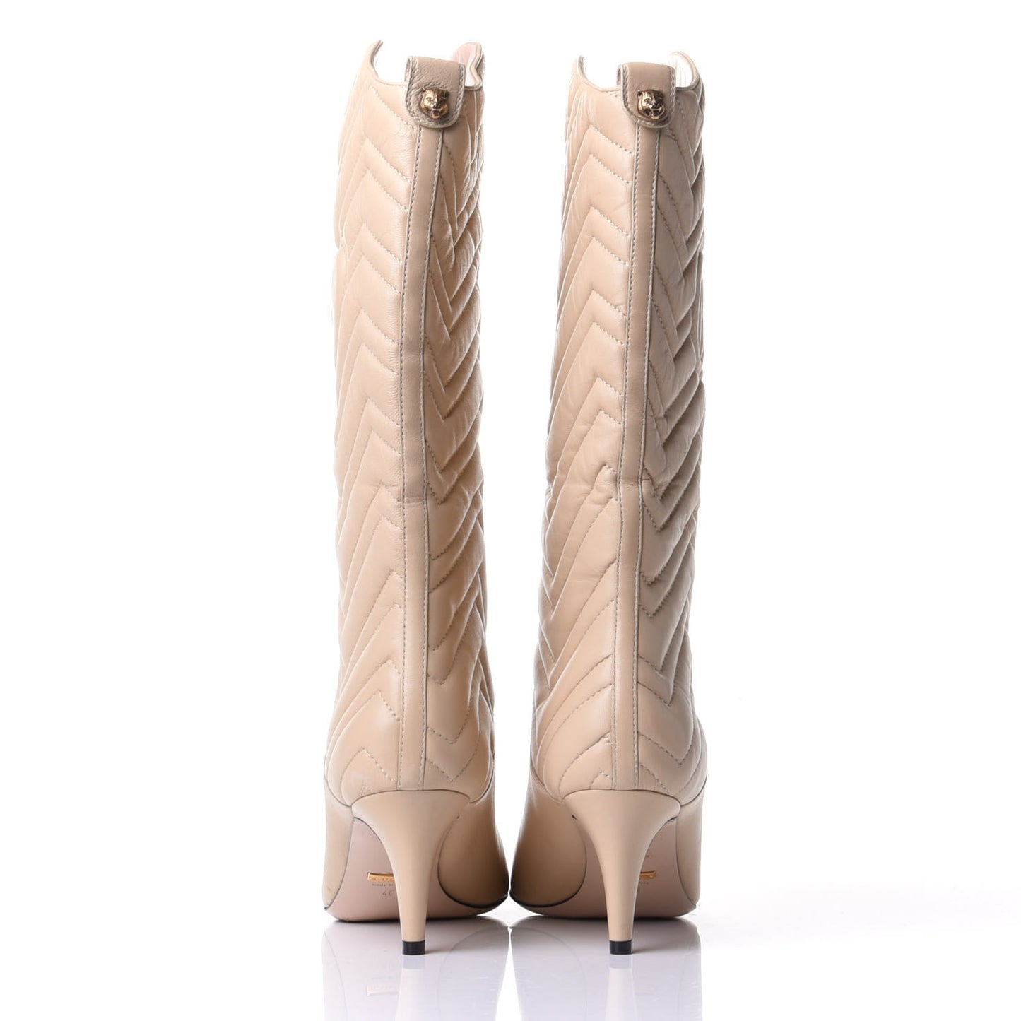 Nappa Matelasse Nina Low Heel Pointy Boots 40 Sand Storm