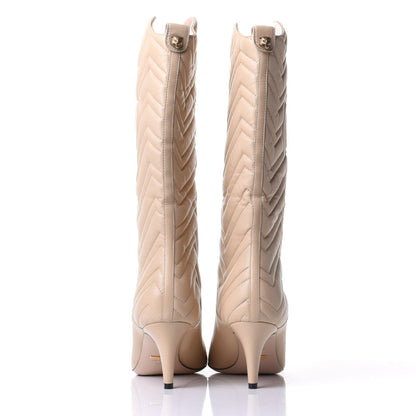 Gucci Nappa Matelasse Nina Low Heel Pointy Boots 40 Sand Storm 6 of 11