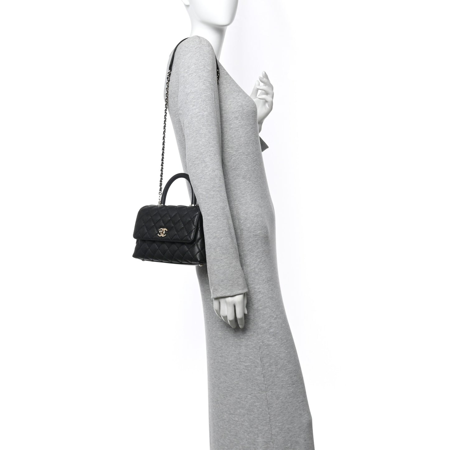 Caviar Quilted Mini Coco Handle Flap Black