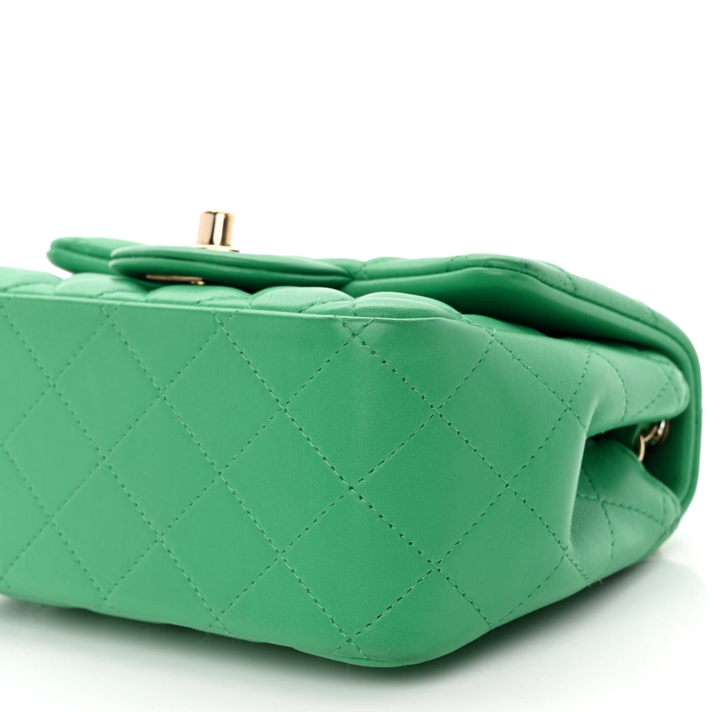 Lambskin Quilted Mini Square Flap Green