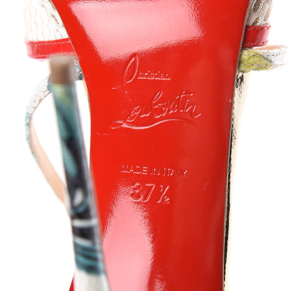 Christian Louboutin Resille Racket Patent Hawaii Print Cross Blake 120 Pumps 37.5 Version White 8 of 16