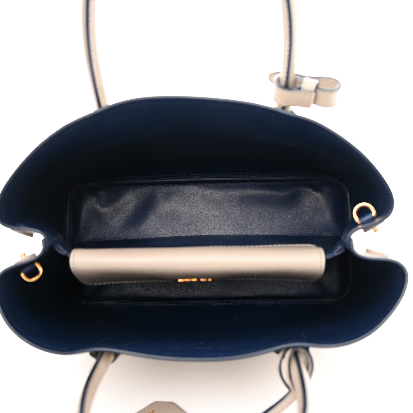 Saffiano Cuir Medium Double Bag Pomice Bluette