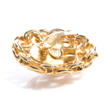 Chanel Pearl Crystal Clip On Earrings Gold 3 of 5