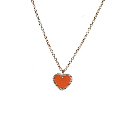 Van Cleef & Arpels 18K Rose Gold Carnelian Sweet Alhambra Heart Pendant Necklace 4 of 7