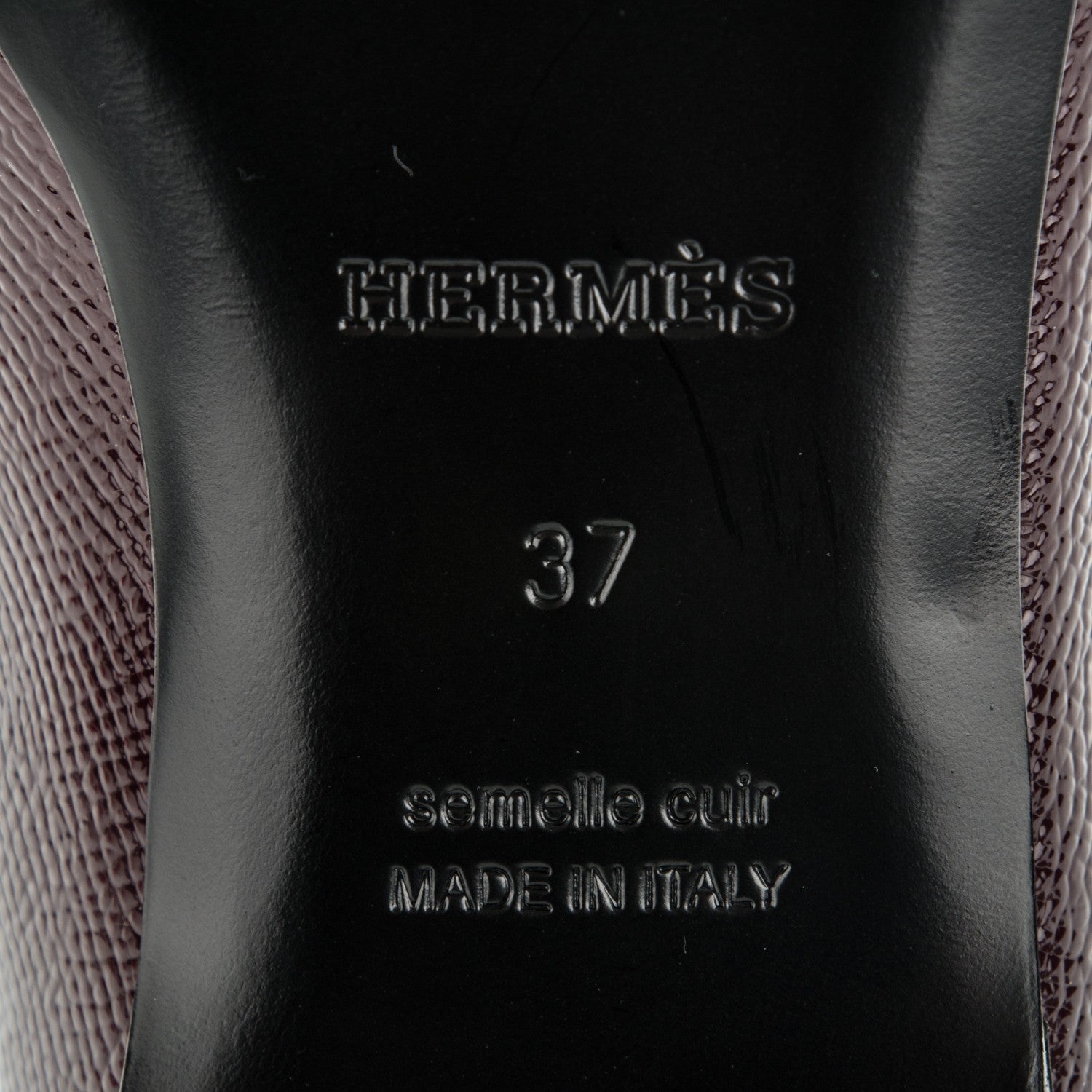 Hermes Patent Epsom Laura Ballerina Flats 37 Bordeaux 6 of 7