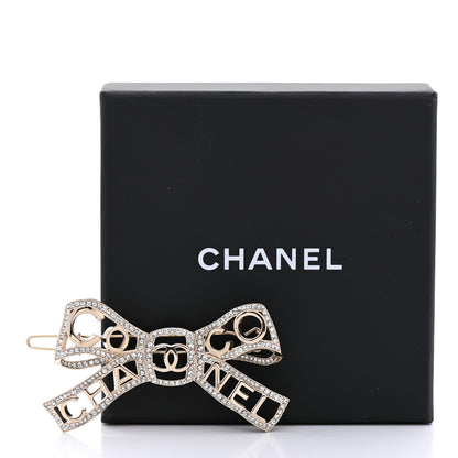 Chanel Metal Crystal Bow-tiful CC Hair Clip Gold 4 of 4
