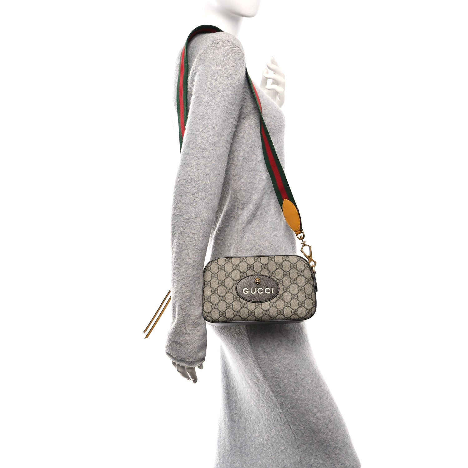Gucci GG Supreme Monogram Web Neo Vintage Shoulder Bag Beige New Acero Crop 2 of 10