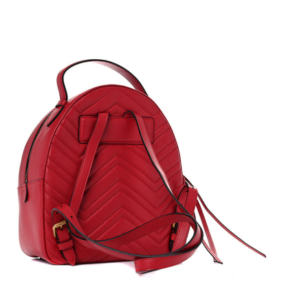 Gucci Calfskin Matelasse GG Marmont Dome Backpack Hibiscus Red 3 of 15