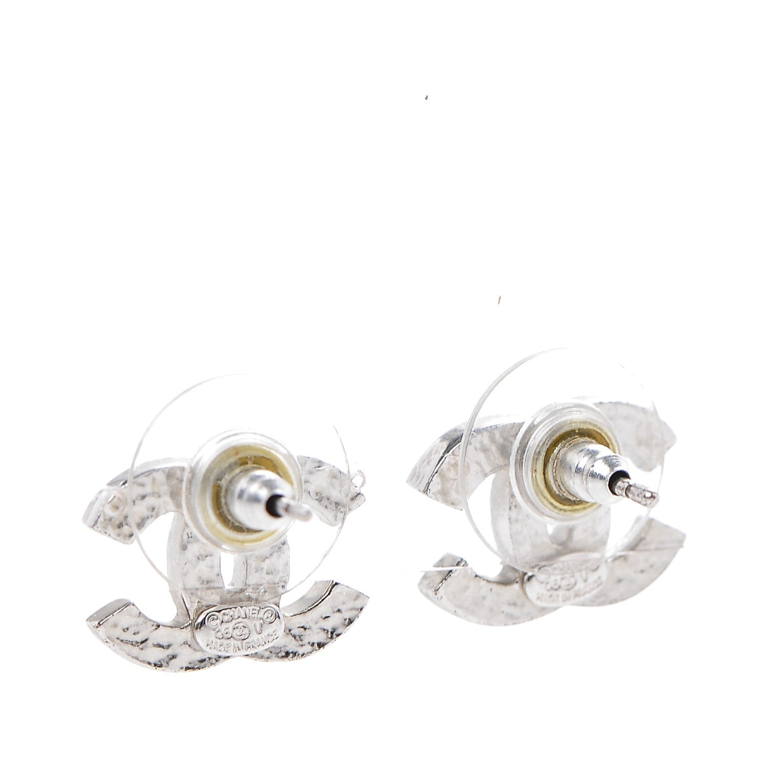 Chanel Crystal Timeless CC Earrings Silver 3 of 4