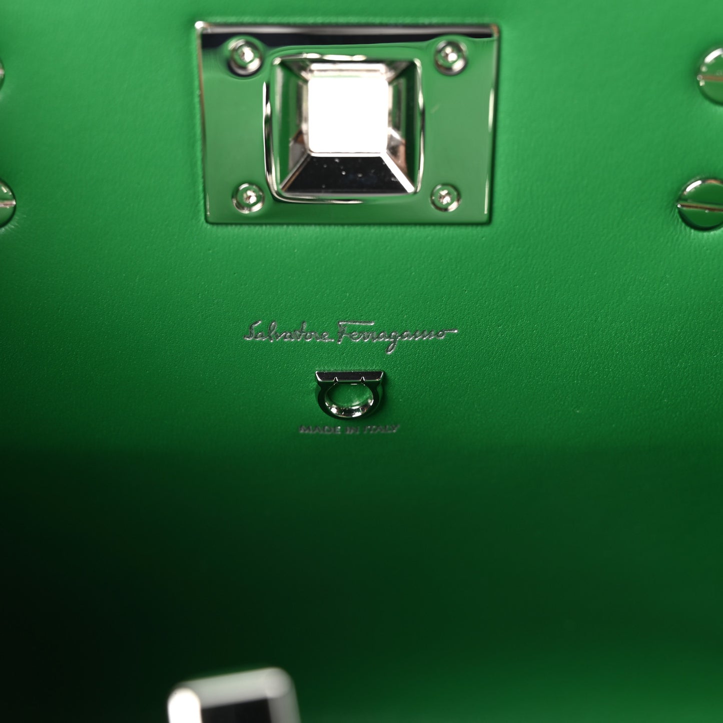 Hammered Calfskin Small The Studio Box Bag Green