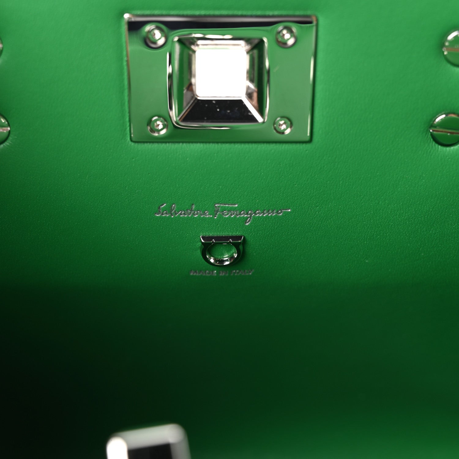 Salvatore Ferragamo Hammered Calfskin Small The Studio Box Bag Green 6 of 9