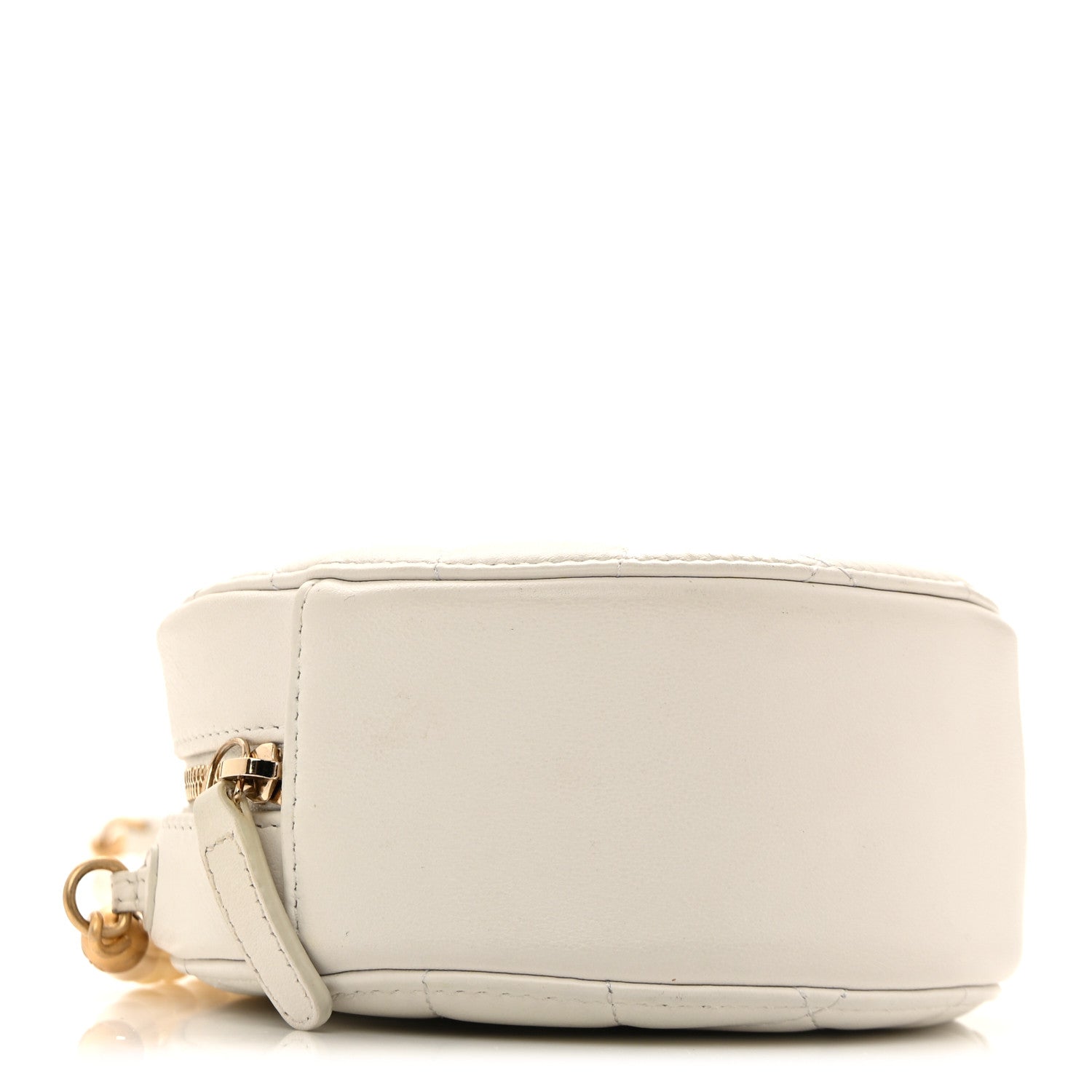 Chanel Calfskin Quilted Pearl Round Clutch With Chain White 4 of 13