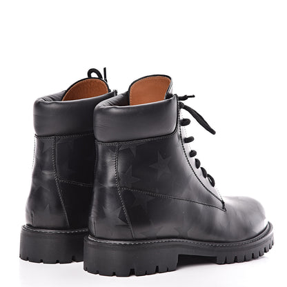 Valentino Garavani Calfskin Hologram Star Print Combat Boots 40 Black 4 of 11
