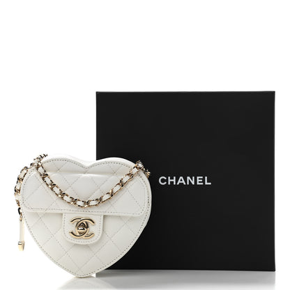Chanel Lambskin Quilted CC In Love Heart Clutch With Chain White 11 of 11