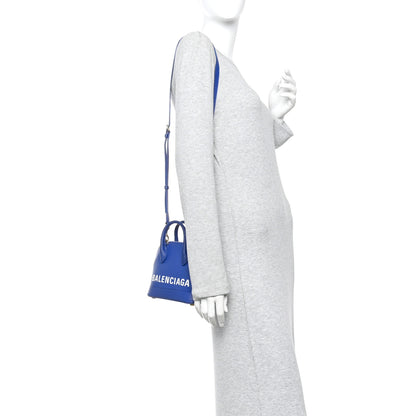 Balenciaga Signature Grained Calfskin Logo XXS Ville Top Handle Bag Bleu Roi White 2 of 11