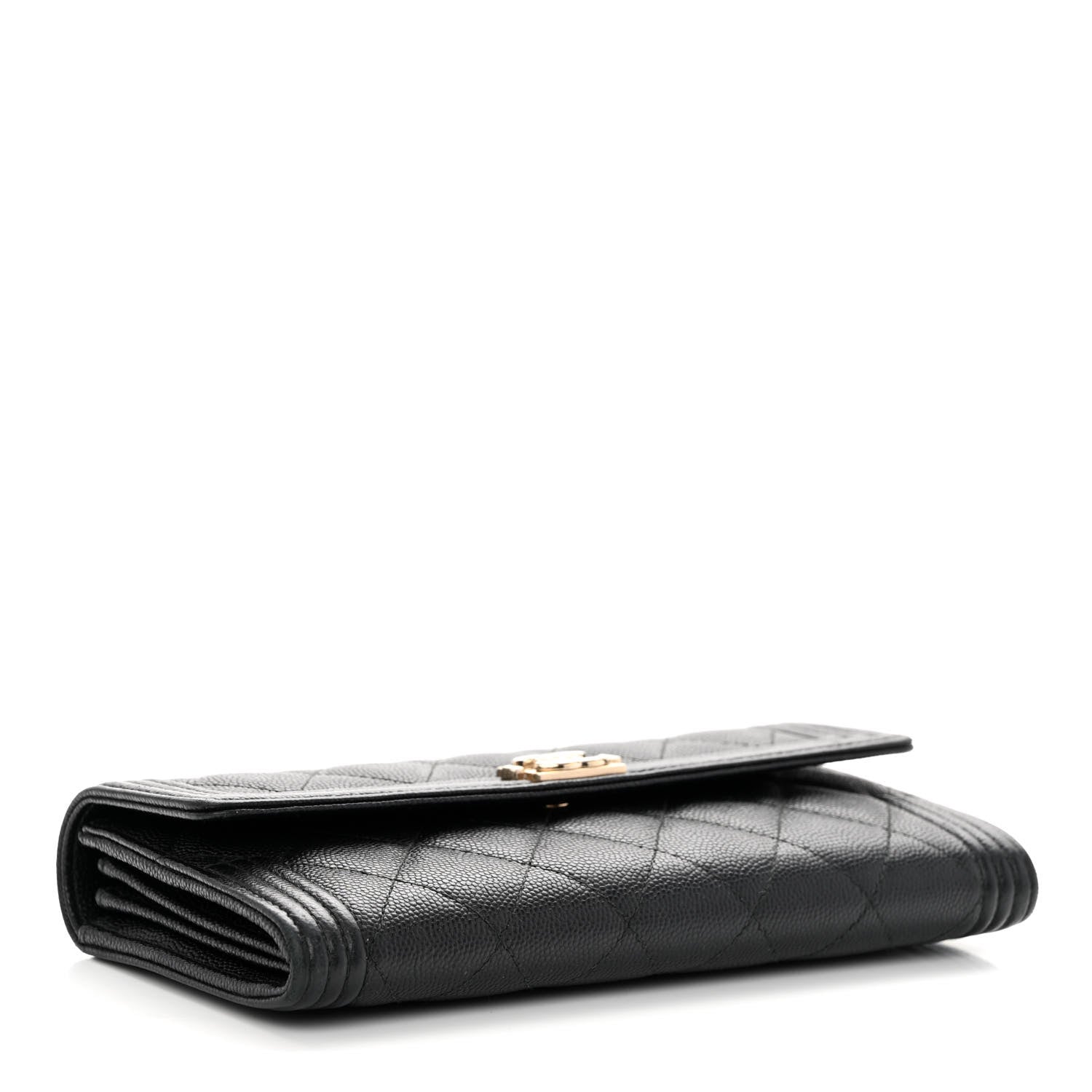 Chanel Caviar Quilted Large Boy Gusset Flap Wallet Black 4 of 10