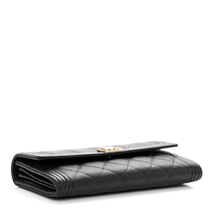 Chanel Caviar Quilted Large Boy Gusset Flap Wallet Black 4 of 10