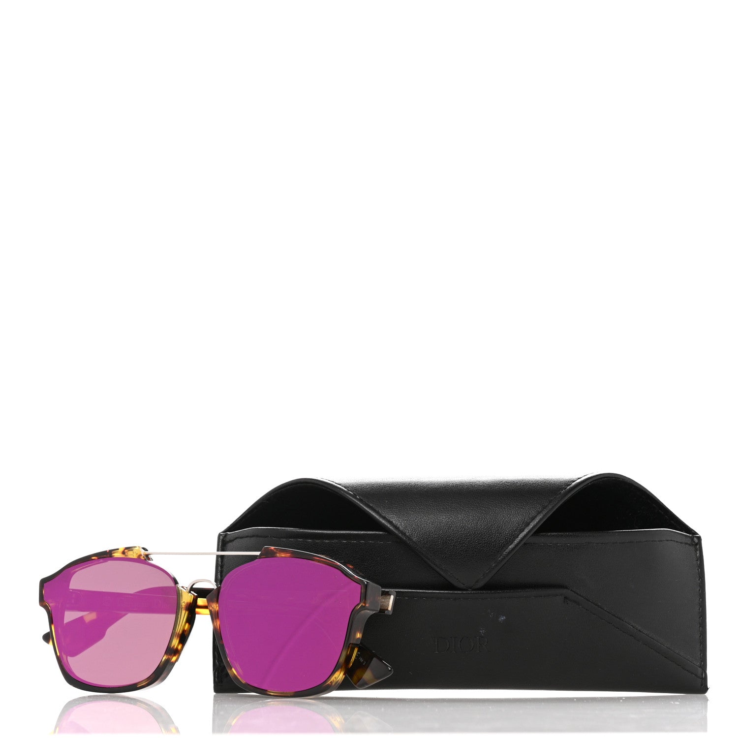 Christian Dior Abstract Square Mirrored Sunglasses Spotted Havana Purple 10 of 10