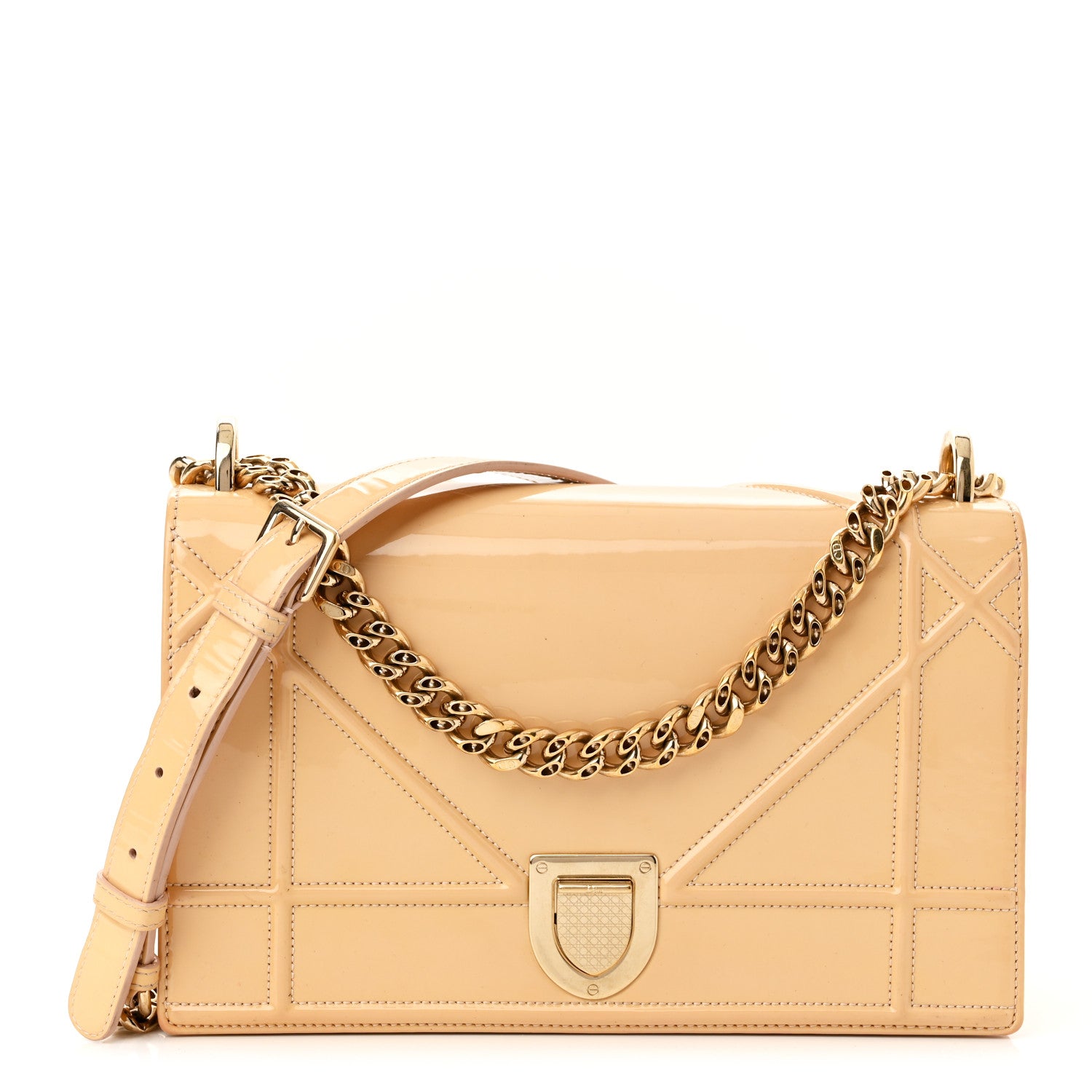 Christian Dior Patent Calfskin Medium Diorama Flap Bag Beige 1 of 11