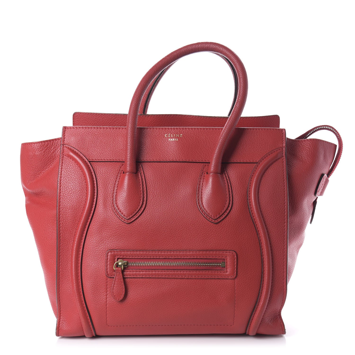Celine Drummed Calfskin Mini Luggage Red 1 of 11