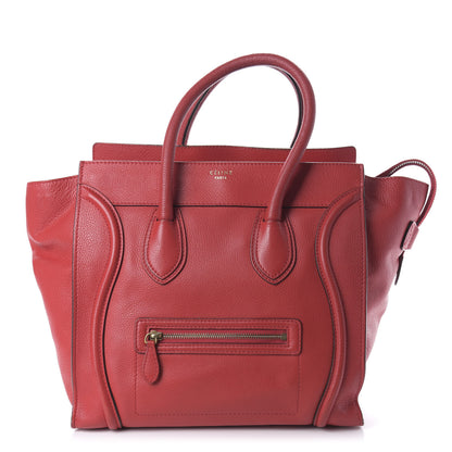 Celine Drummed Calfskin Mini Luggage Red 1 of 11