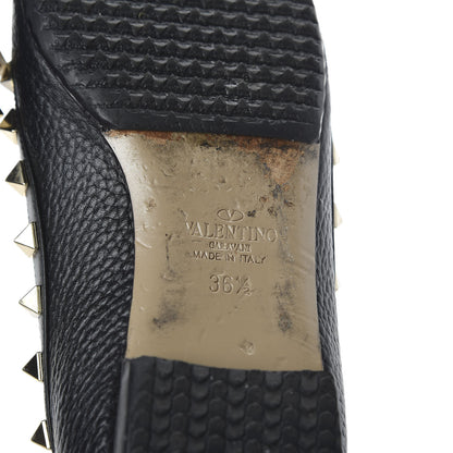Valentino Garavani Pebbled Calfskin Rockstud Ballerina Flats 36.5 Black 6 of 8