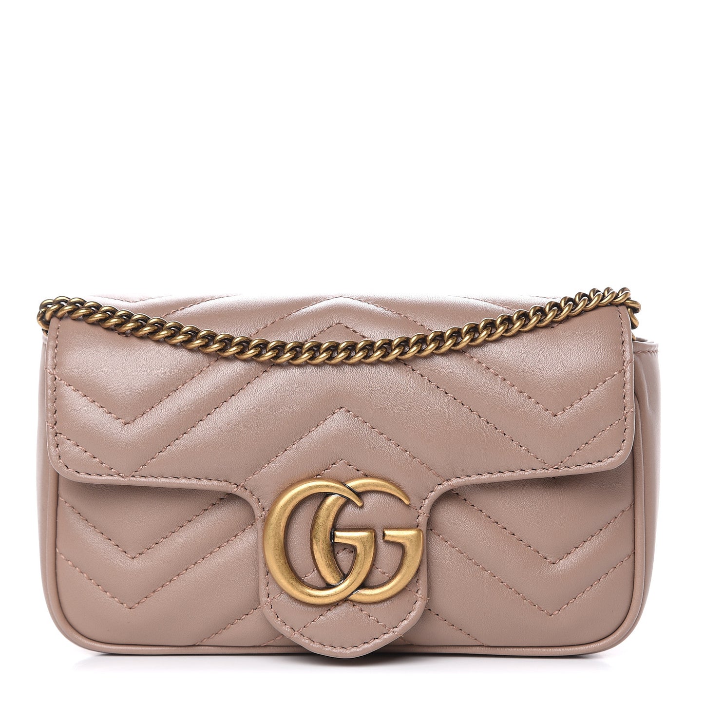 Calfskin Matelasse Super Mini GG Marmont Shoulder Bag Porcelain Rose