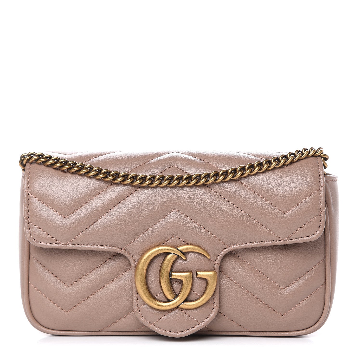 Gucci Calfskin Matelasse Super Mini GG Marmont Shoulder Bag Porcelain Rose 1 of 10