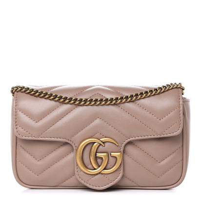 Gucci Calfskin Matelasse Super Mini GG Marmont Shoulder Bag Porcelain Rose 1 of 10