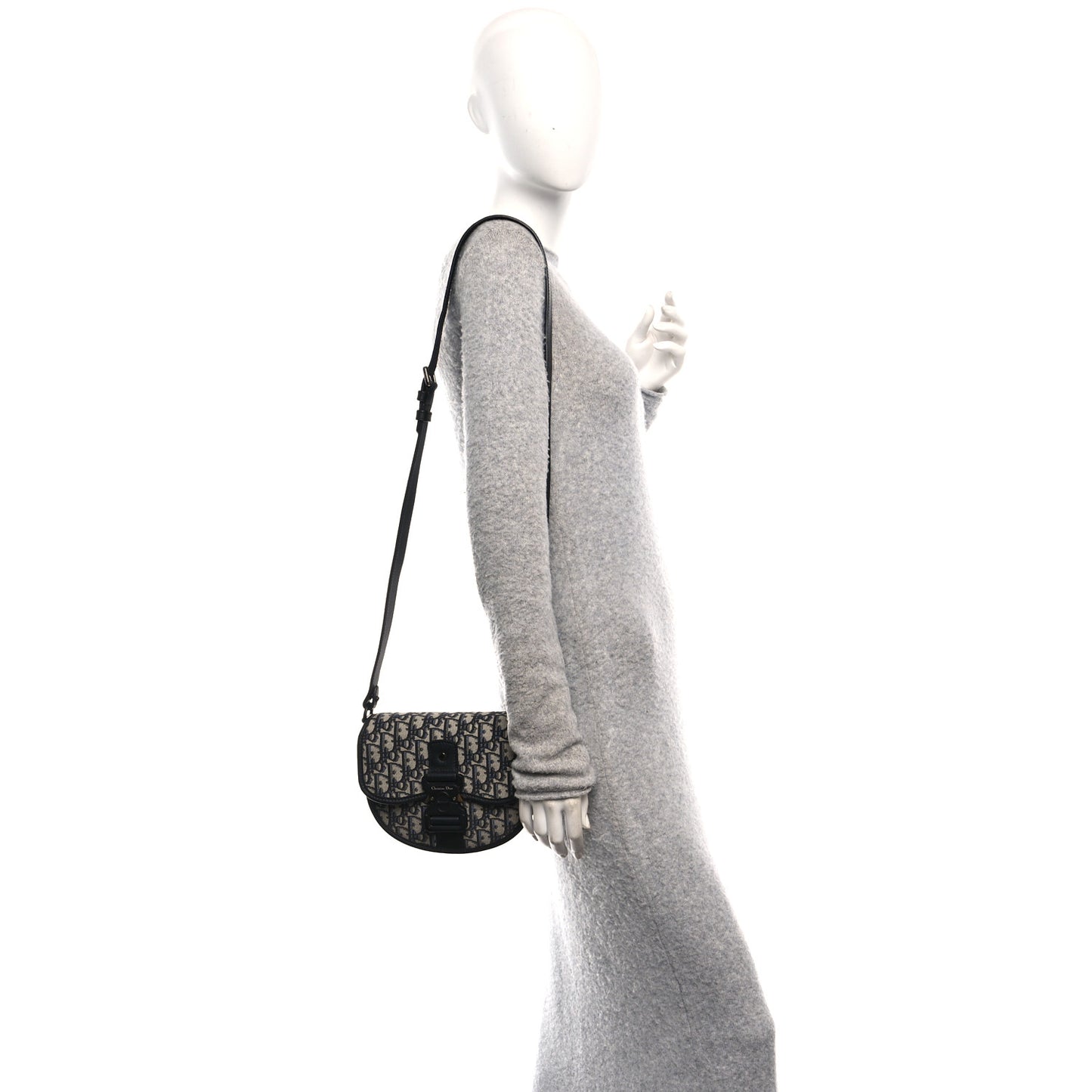 Oblique Grained Calfskin Mini Gallop Bag With Strap Black Beige