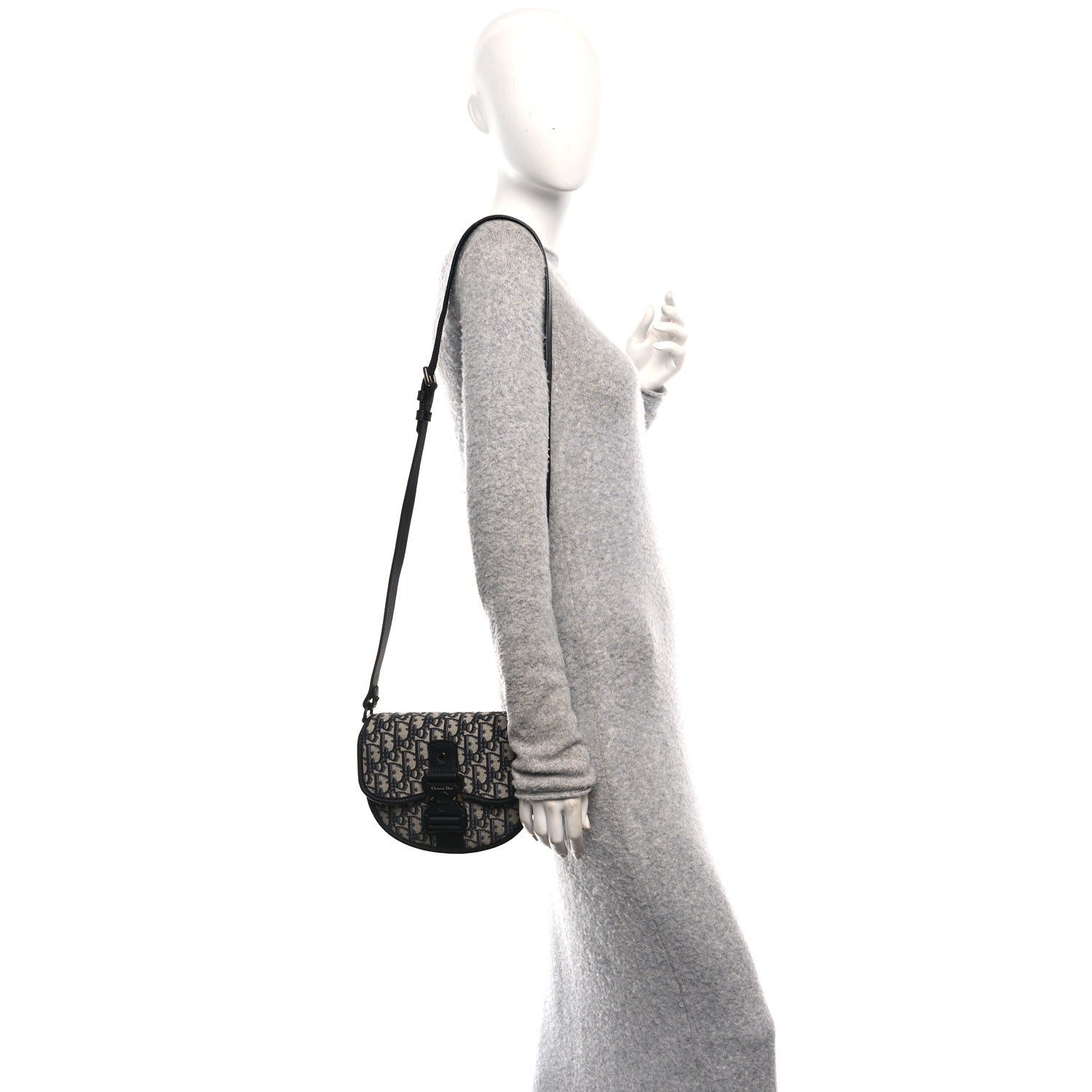 Christian Dior Oblique Grained Calfskin Mini Gallop Bag With Strap Black Beige 2 of 10