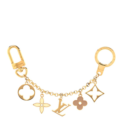 Louis Vuitton Brass Enamel Fleur De Monogram Bag Charm Chain Gold 1 of 3