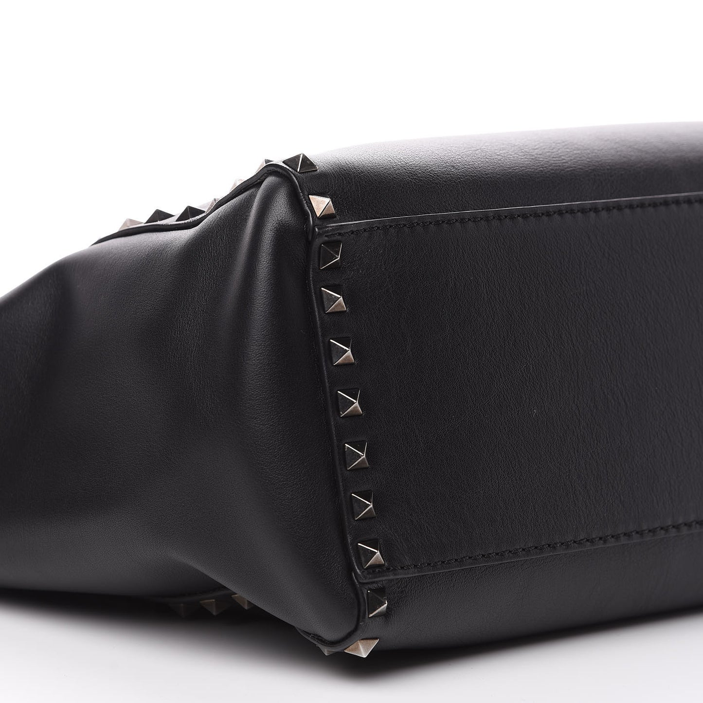 Vitello Rockstud Double Handle Tote Black