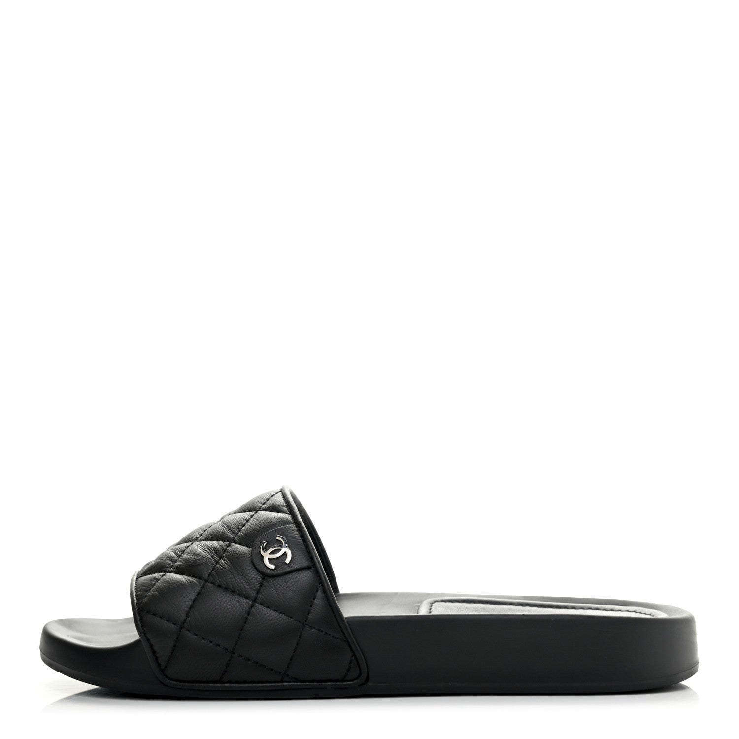 Chanel Lambskin Quilted CC Mules Sandals 38 Black 1 of 8
