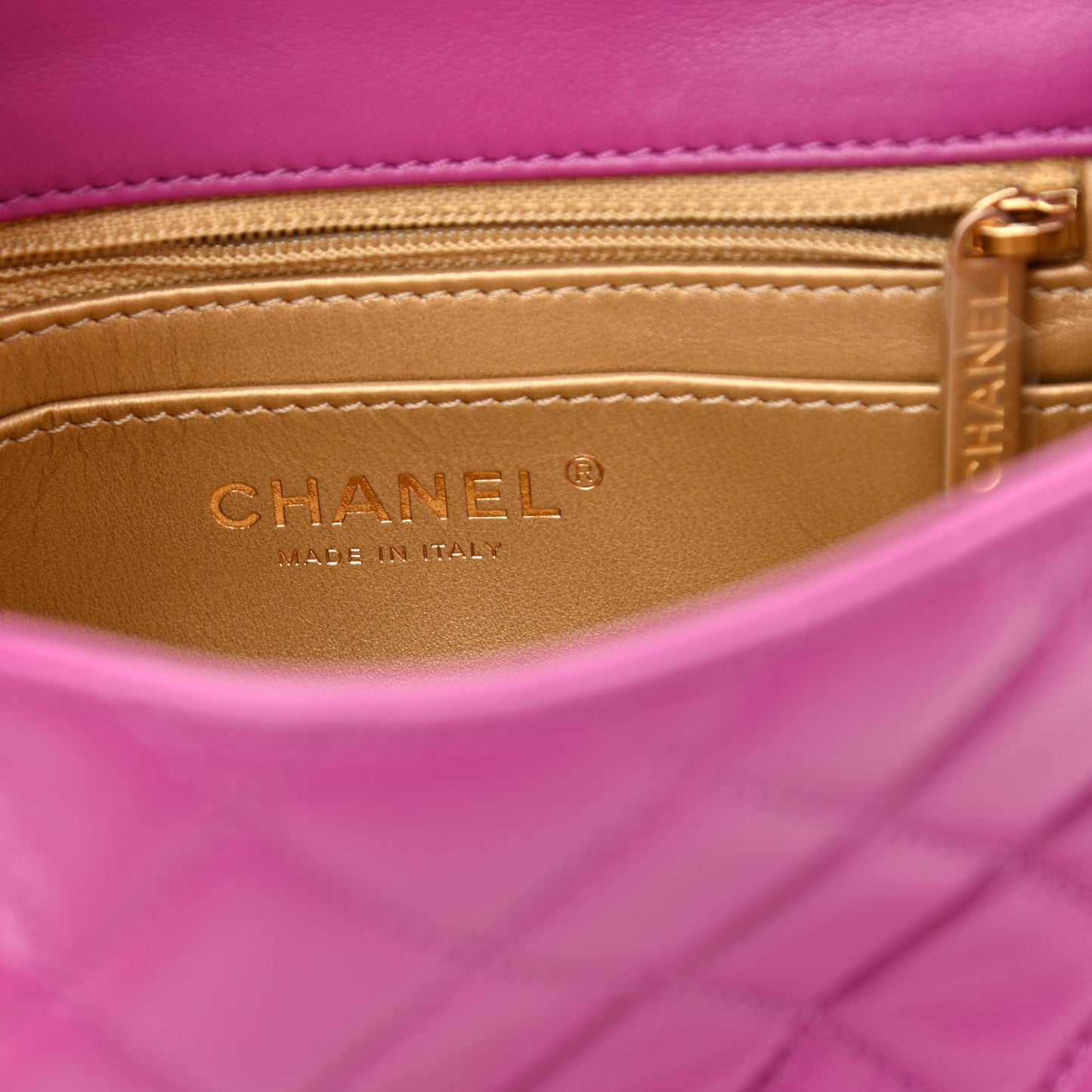 Lambskin Quilted Mini Pearl Crush Flap Purple