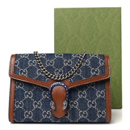 Gucci New Denim GG Monogram Dollar Calfskin Enamel Mini Dionysus Chain Wallet Blue Tea Cuir Epilog Electric Blue 11 of 11