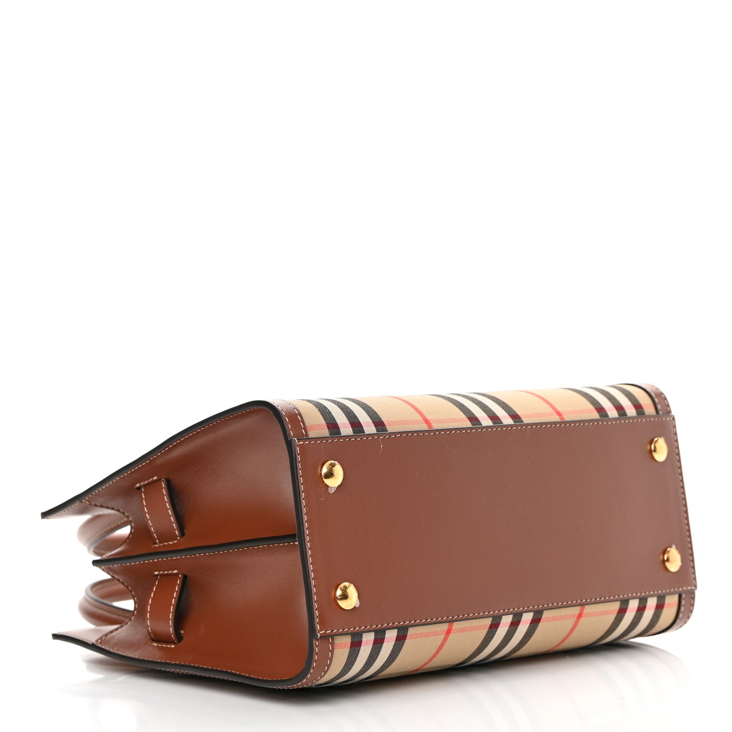 Burberry Calfskin Vintage Check Mini Two Handle Title Bag Archive Beige 4 of 10