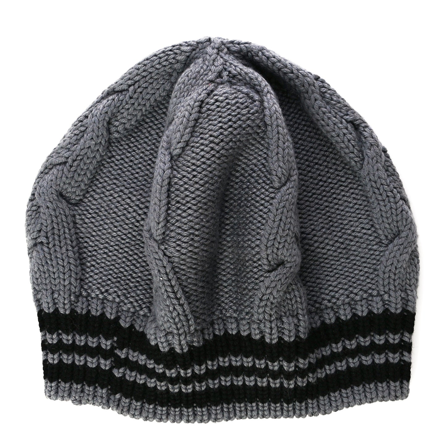 Wool Cable Knit Crystal LV Columbia Beret Grey