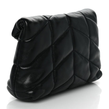 Saint Laurent Lambskin Monogram Loulou Puffer Pouch Clutch Black 3 of 11