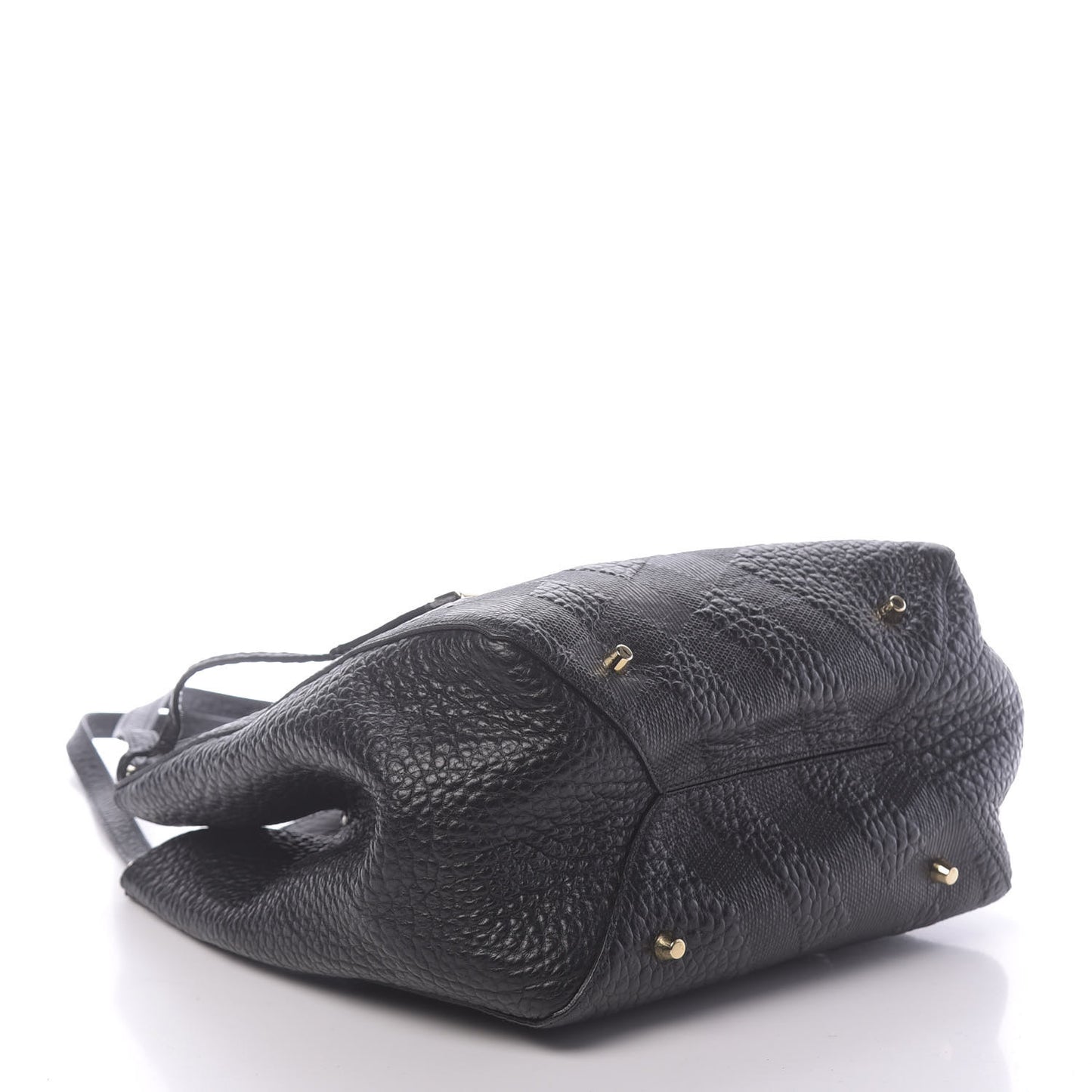 Signature Grain Calfskin Check Embossed Small Canterbury Tote Black
