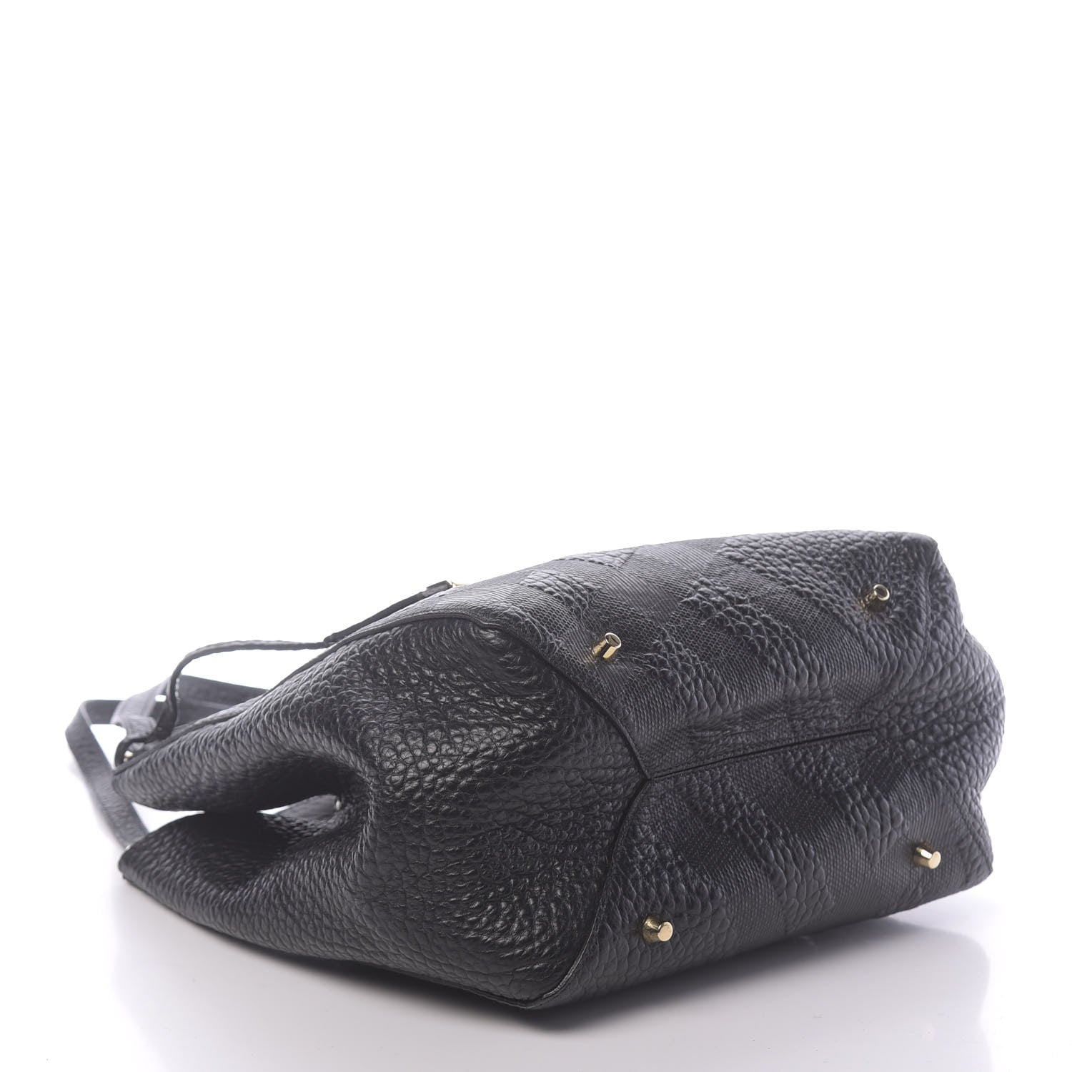 Burberry Signature Grain Calfskin Check Embossed Small Canterbury Tote Black 4 of 11
